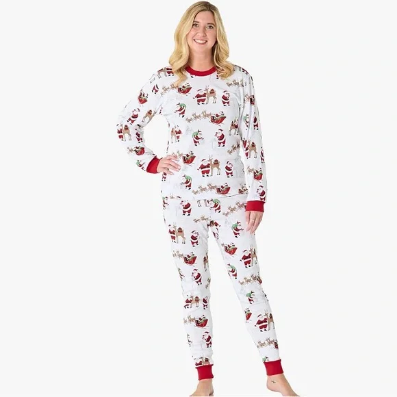 Pottery Barn Heritage Santa Adult S Women’s pajamas NWOT - Picture 3 of 9